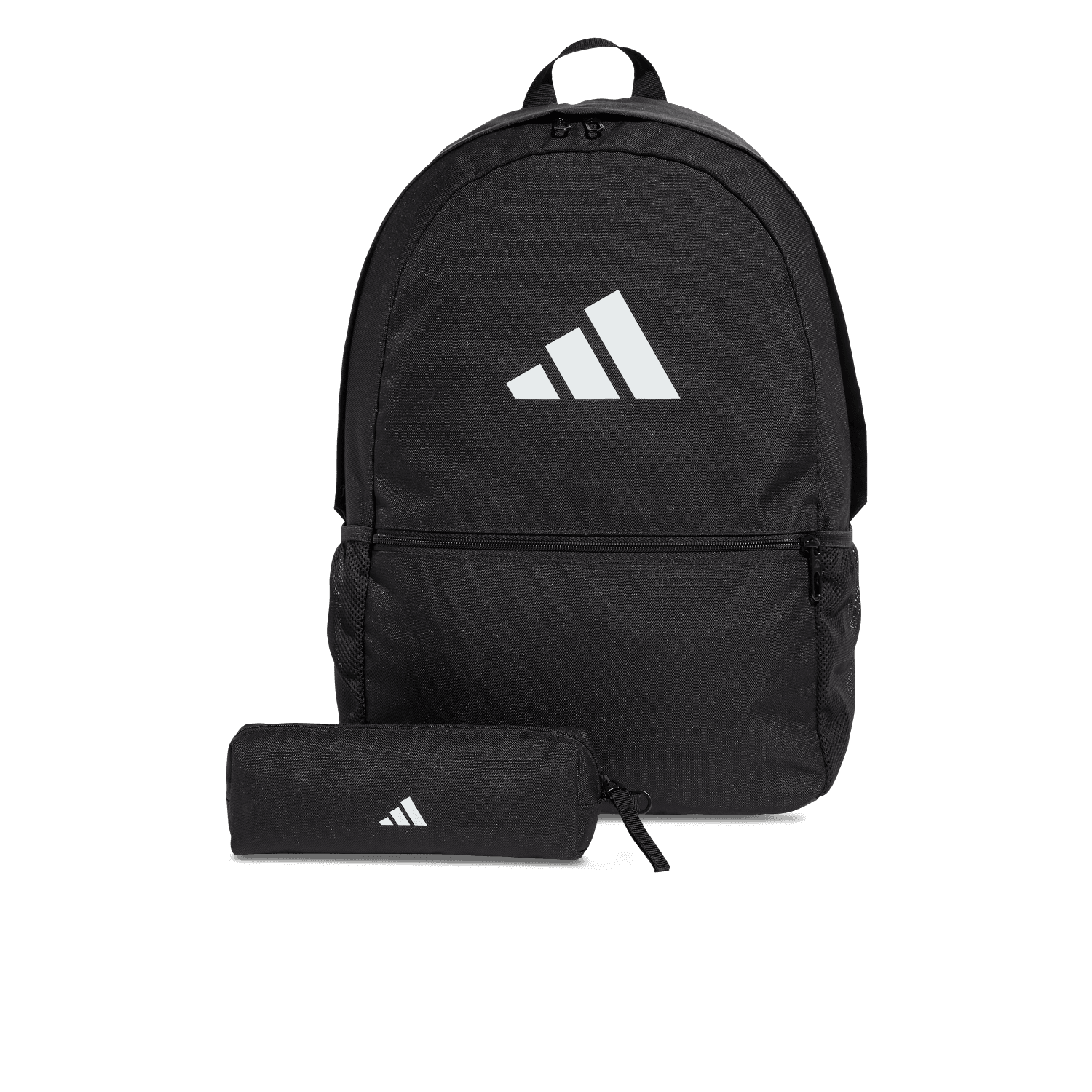 Schwarzer Adidas Kinderrucksack mit Branding und Fächern