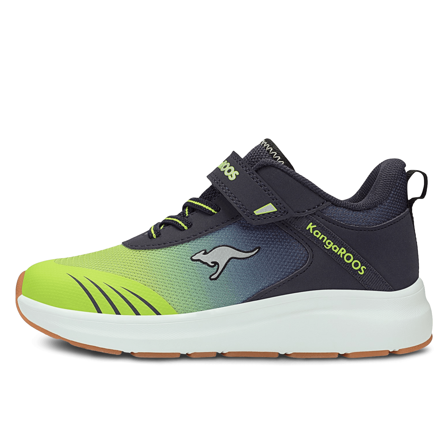 KangaROOS Kinder-Sneaker in Dunkelblau mit Neongrün.