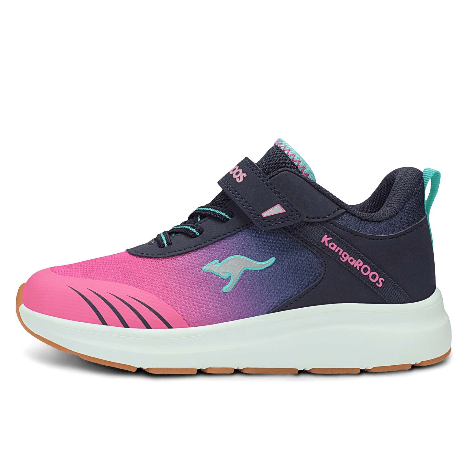 Kinderschuh in Pink und Dunkelblau mit Kangaroos-Logo