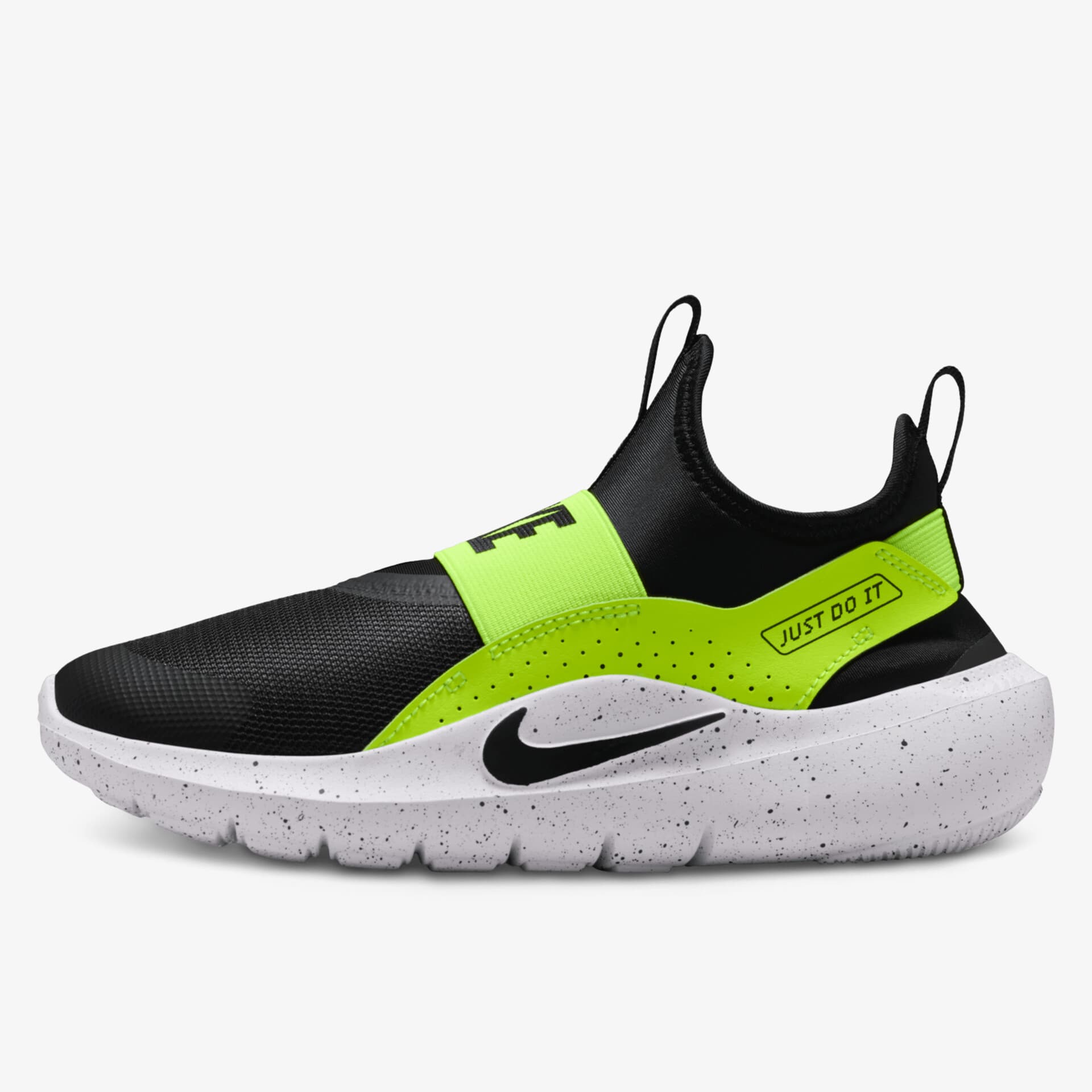 Moderner, leichter Sportschuh mit atmungsaktivem Obermaterial und rutschfester Sohle in Schwarz und Neon