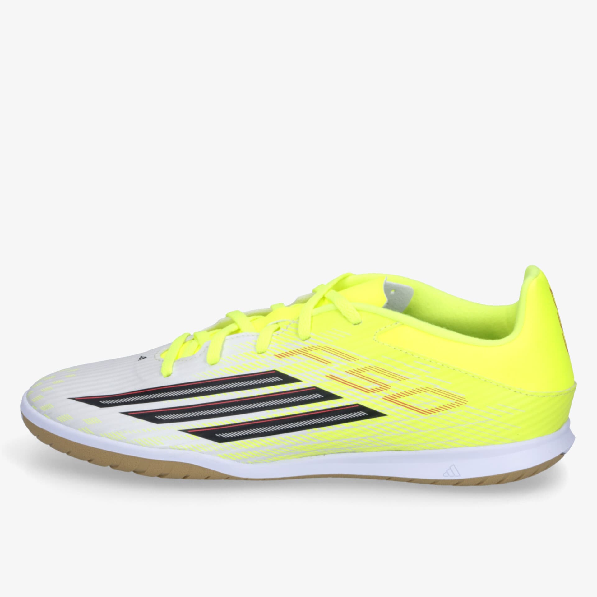 Neonfarbener, leichter Laufschuh mit atmungsaktivem Material und rutschfester Sohle in seitlicher Ansicht