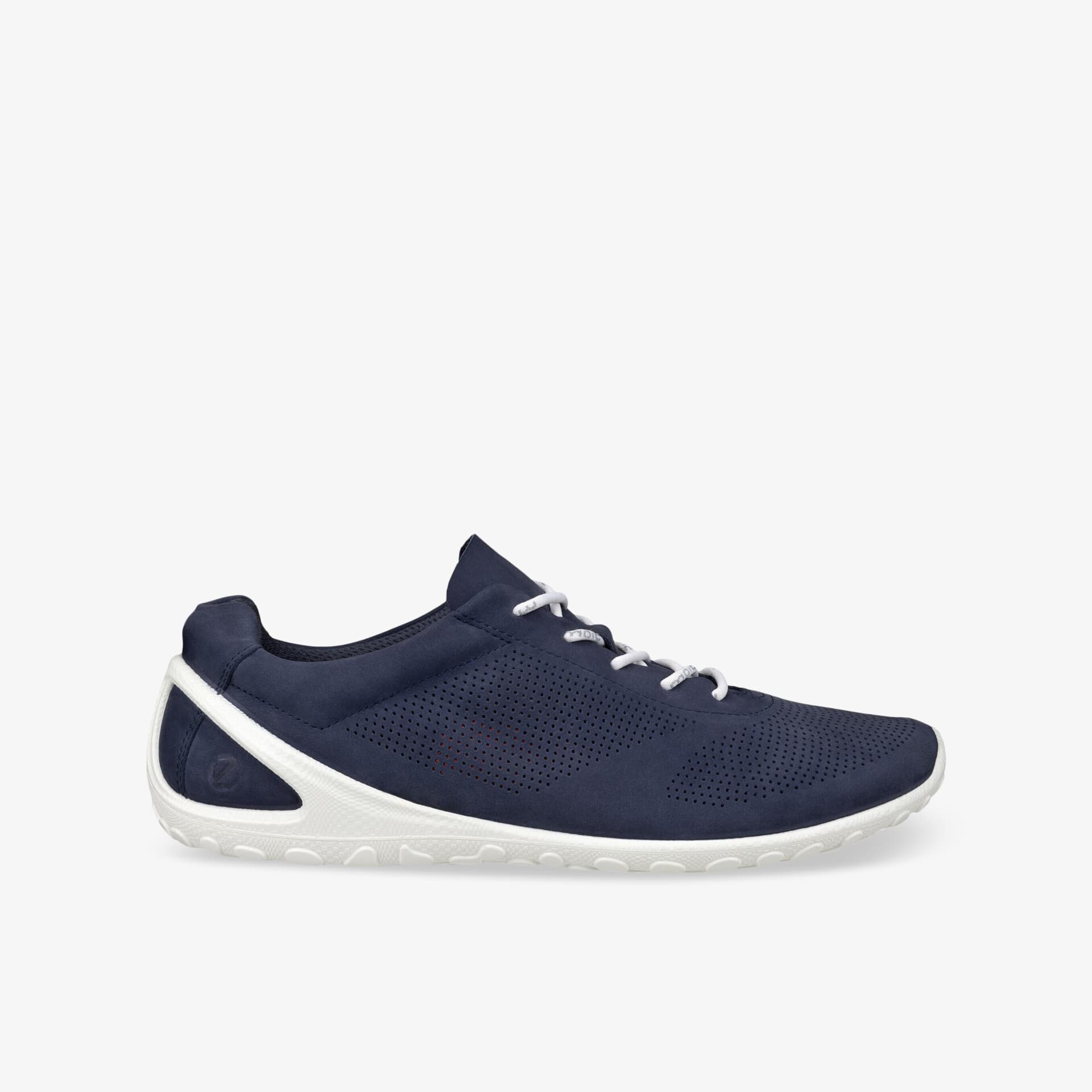 Sportlicher blauer Sneaker mit atmungsaktivem Material, leichter Aufbau und flexibler weißer Sohle, klar seitlich fotografiert