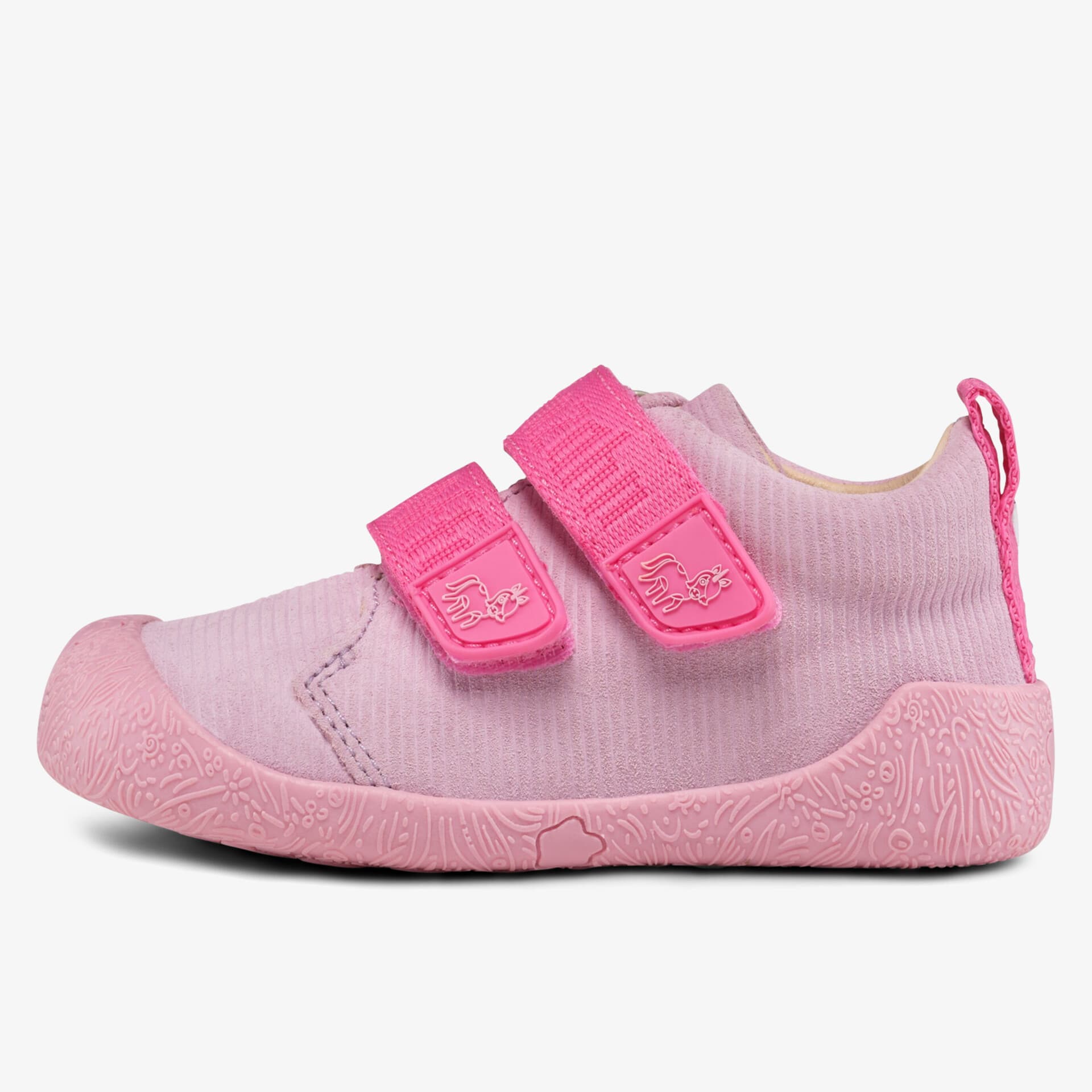 Bequemer und flexibler Kinder-Hausschuh mit rutschfester Sohle und praktischem Klettverschluss in Pink