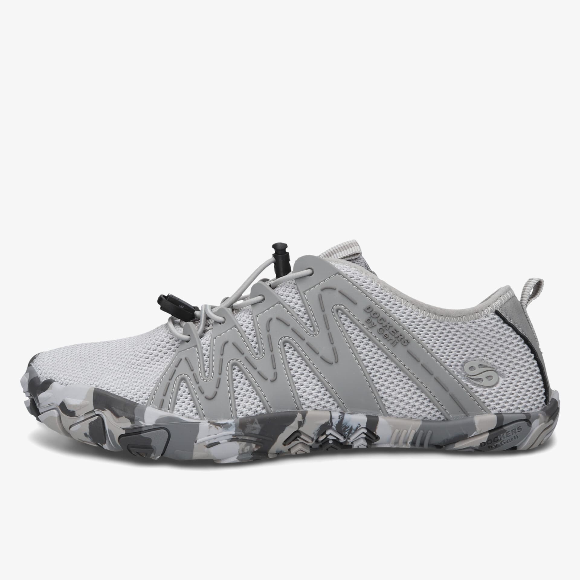 Leichter Barfußschuh mit flexiblem, rutschfestem Sohlenprofil und atmungsaktivem Obermaterial in Grau