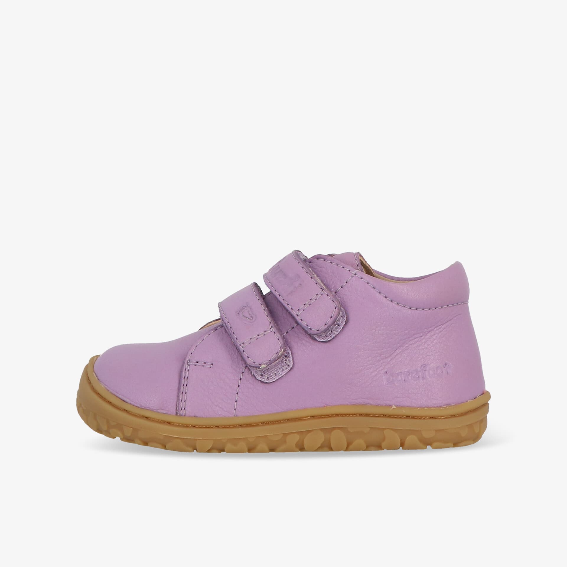 Bequemer lila Kinderschuh mit zwei Klettverschlüssen und flexibler, rutschfester Sohle für sicheren Halt